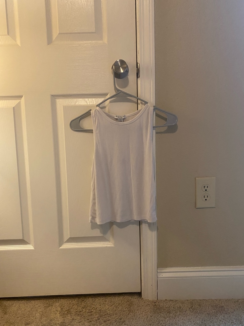 Women's White Ribbed Tank - Classic Scoop Neck